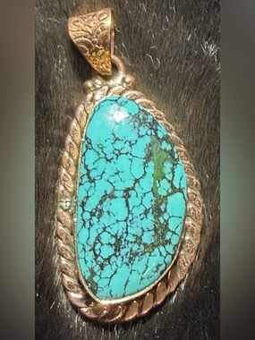 New Copper Turquoise Pendant Necklace | Large Statement Stone | Southwest Style